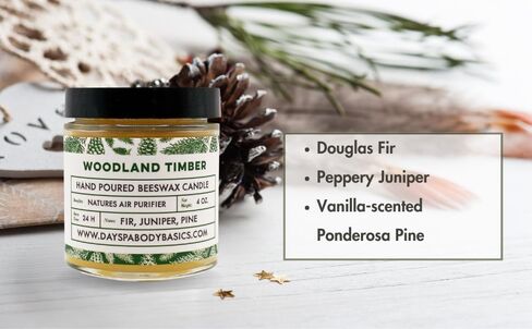 Woodland Timber Beeswax Candle - Clean Burning, Non-Toxic, Non-Allergenic - Handmade in USA in Saudi Arabia
