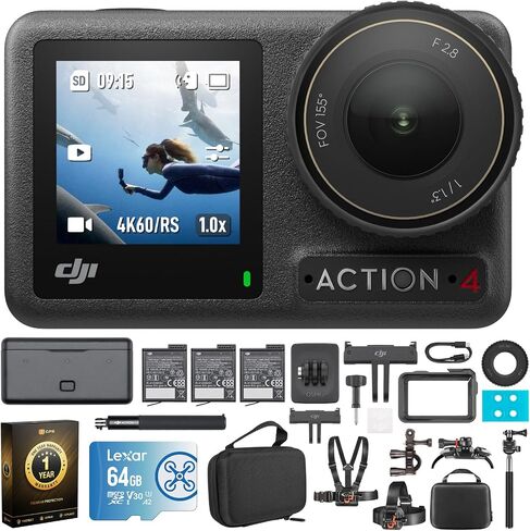 DJI Osmo Action 5 Pro Adventure Combo, 4-Hour Battery, 4K Video Bundle with Outdoor Action Kit, 64GB microSDXC Card, Silicone Protective Case & 1 YR CPS Enhanced Protection Pack in Saudi Arabia
