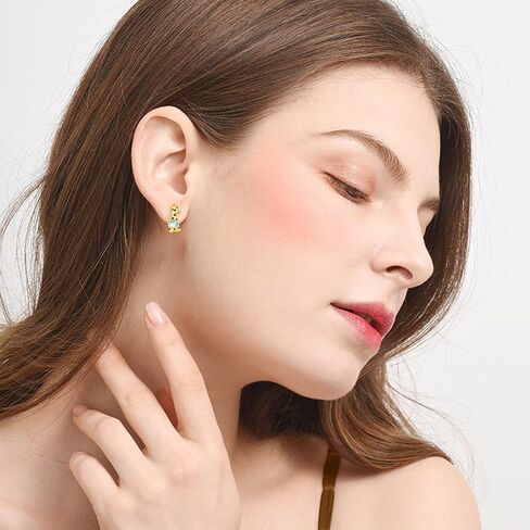 Animal Earrings 925 Sterling Silver Moonstone Axolotl/Pig/Giraffe Stud Earrings Hypoallergenic Cute Mother's Day Animal Jewelry Gifts for Women Birthday in Kuwait