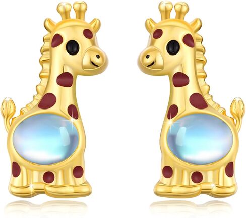 Animal Earrings 925 Sterling Silver Moonstone Axolotl/Pig/Giraffe Stud Earrings Hypoallergenic Cute Mother's Day Animal Jewelry Gifts for Women Birthday in Kuwait