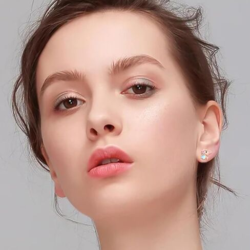 Animal Earrings 925 Sterling Silver Moonstone Axolotl/Pig/Giraffe Stud Earrings Hypoallergenic Cute Mother's Day Animal Jewelry Gifts for Women Birthday in Kuwait