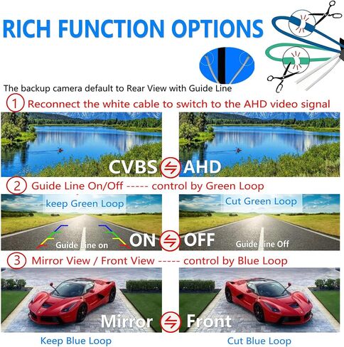 Rearview Car Backup Camera for Car Trucks, SUVs, Pickups, 4.3-Inch IPS Monitor,Night Vision, DIY Guide Lines, Front/Rear View Camera Switch, Dual Brackets Install (K4301) in Saudi Arabia
