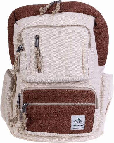 Handmade Multi-Pocket Hemp Backpack, Green – Durable Backpack with Adjustable Straps, Spacious 17L Storage for Travel, Work, Hiking, and Everyday Use in Saudi Arabia