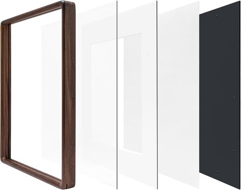 Recuerdos 18x24 Picture Frame in Natural Walnut Wood, Rectangular 18x24 Frame with 16x20 Mat for Wall Mount or Tabletop Display in Saudi Arabia