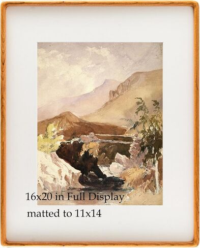 Recuerdos 18x24 Picture Frame in Natural Walnut Wood, Rectangular 18x24 Frame with 16x20 Mat for Wall Mount or Tabletop Display in Saudi Arabia