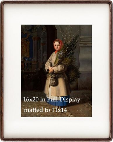 Recuerdos 18x24 Picture Frame in Natural Walnut Wood, Rectangular 18x24 Frame with 16x20 Mat for Wall Mount or Tabletop Display in Saudi Arabia
