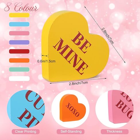 8 قطع عيد الحب على شكل قلب خشبي، لافتة رومانسية لعيد الحب، صينية متدرجة ديكور Be Mine، زينة قلوب خشبية قائمة بذاتها، علامات خشبية على شكل قلب مع كلمات محببة لتزيين حفلات الزفاف المنزلية in Kuwait