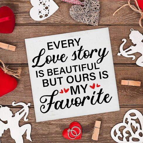 Valentines Day Sign Decor Happy Valentine Romantic Wood Block Sign Home Living Room Bedroom Desk Table Shelf Decoration Romantic Gift in Saudi Arabia