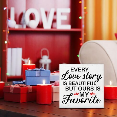Valentines Day Sign Decor Happy Valentine Romantic Wood Block Sign Home Living Room Bedroom Desk Table Shelf Decoration Romantic Gift in Saudi Arabia