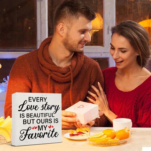 Valentines Day Sign Decor Happy Valentine Romantic Wood Block Sign Home Living Room Bedroom Desk Table Shelf Decoration Romantic Gift in Saudi Arabia