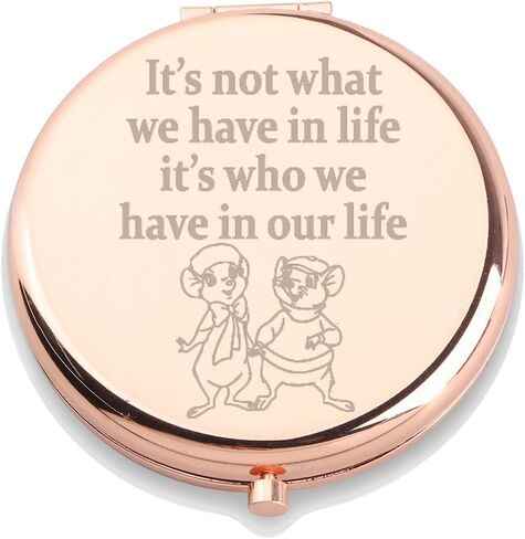 WUSUANED Cartoon Bianca and Bernard Makeup Mirror It Not What We Have in Life It Who We Have in Our Life Mirror Cartoon Rescuers Gift Mouse Lover Gift (Bianca and Bernard Mirror) in Saudi Arabia