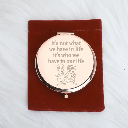 WUSUANED Cartoon Bianca and Bernard Makeup Mirror It Not What We Have in Life It Who We Have in Our Life Mirror Cartoon Rescuers Gift Mouse Lover Gift (Bianca and Bernard Mirror) in Saudi Arabia