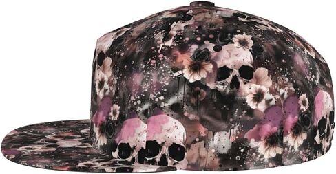 Skull Snapback Hat for Men Women, Skull Baseball Caps Adjustable Flat Brim Hip Hop Baseball Hats Unisex in Saudi Arabia