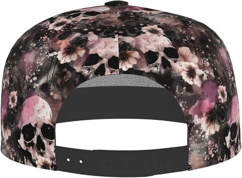 Skull Snapback Hat for Men Women, Skull Baseball Caps Adjustable Flat Brim Hip Hop Baseball Hats Unisex in Saudi Arabia