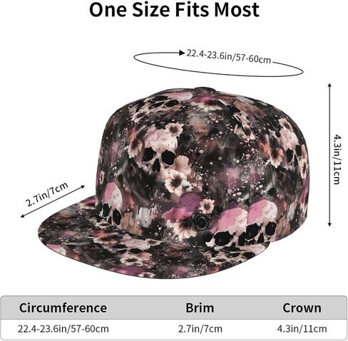 Skull Snapback Hat for Men Women, Skull Baseball Caps Adjustable Flat Brim Hip Hop Baseball Hats Unisex in Saudi Arabia