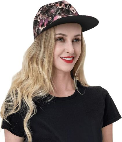 Skull Snapback Hat for Men Women, Skull Baseball Caps Adjustable Flat Brim Hip Hop Baseball Hats Unisex in Saudi Arabia