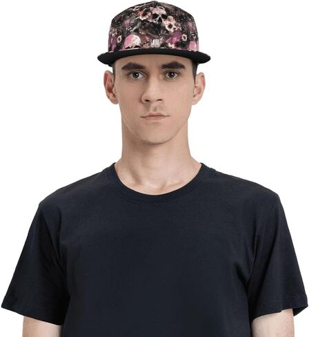Skull Snapback Hat for Men Women, Skull Baseball Caps Adjustable Flat Brim Hip Hop Baseball Hats Unisex in Saudi Arabia