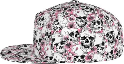 Skull Snapback Hat for Men Women, Skull Baseball Caps Adjustable Flat Brim Hip Hop Baseball Hats Unisex in Saudi Arabia