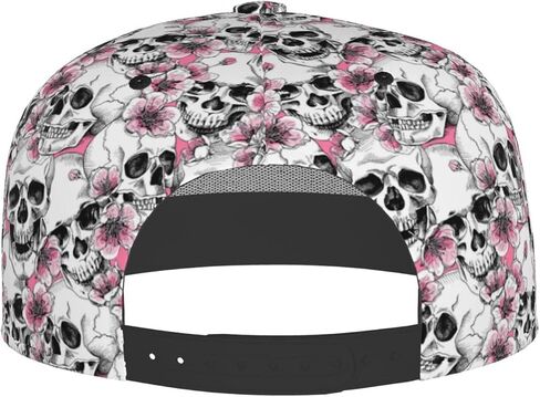 Skull Snapback Hat for Men Women, Skull Baseball Caps Adjustable Flat Brim Hip Hop Baseball Hats Unisex in Saudi Arabia