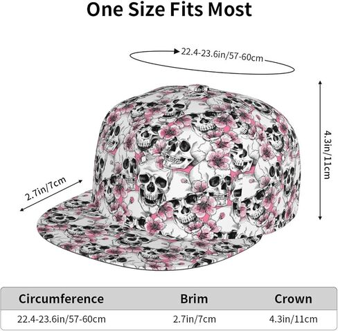 Skull Snapback Hat for Men Women, Skull Baseball Caps Adjustable Flat Brim Hip Hop Baseball Hats Unisex in Saudi Arabia