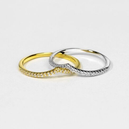 Michooyel Sterling Silver Eternity Band Ring V Shape Chevron Rings Curved Wedding Band Rings Stacking Rings for Women in Saudi Arabia
