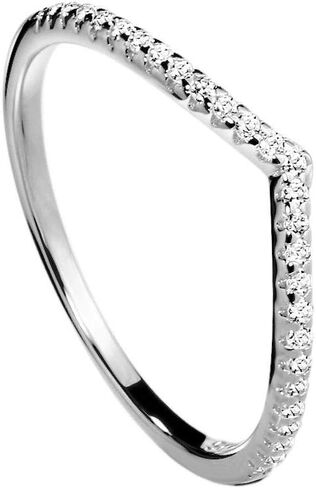 Michooyel Sterling Silver Eternity Band Ring V Shape Chevron Rings Curved Wedding Band Rings Stacking Rings for Women in Saudi Arabia