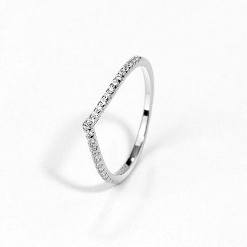 Michooyel Sterling Silver Eternity Band Ring V Shape Chevron Rings Curved Wedding Band Rings Stacking Rings for Women in Saudi Arabia