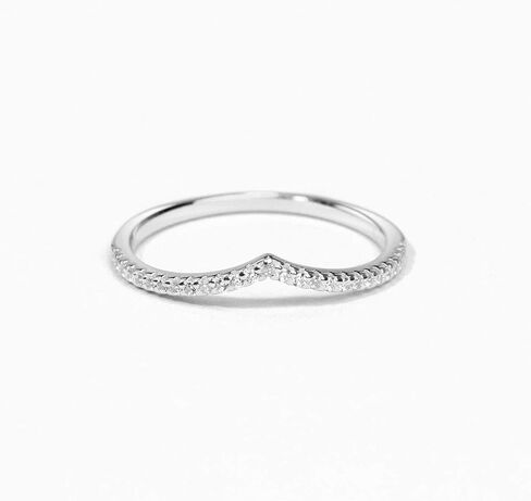 Michooyel Sterling Silver Eternity Band Ring V Shape Chevron Rings Curved Wedding Band Rings Stacking Rings for Women in Saudi Arabia