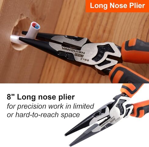 VANQUISH 3-Piece Pliers Set with Wire Jaw Diagonal Cutting Pliers, Long Needle Nose Pliers and Linemans Pliers Tool Set (3192) in Kuwait