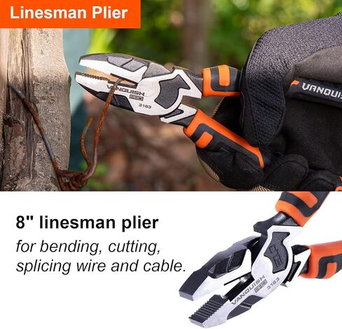 VANQUISH 3-Piece Pliers Set with Wire Jaw Diagonal Cutting Pliers, Long Needle Nose Pliers and Linemans Pliers Tool Set (3192) in Kuwait