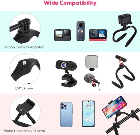 Fence Mount Chain Link Fence Mount for Action Camera Phone, Flexible Mount Clamp Selfie Pole Gooseneck Mount for GoPro, Insta360,AKASO, DJI Osmo Action, Phone in Saudi Arabia