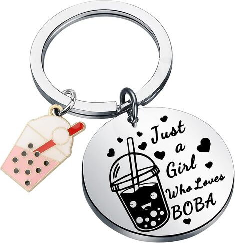 MYOSPARK Milk Tea Jewelry Drinks Lover Gift Bubble Girl Gift Just a Girl Who Loves Bubble Keychain in Kuwait