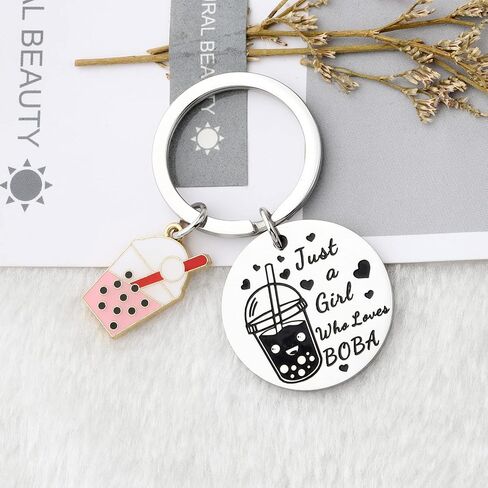 MYOSPARK Milk Tea Jewelry Drinks Lover Gift Bubble Girl Gift Just a Girl Who Loves Bubble Keychain in Kuwait