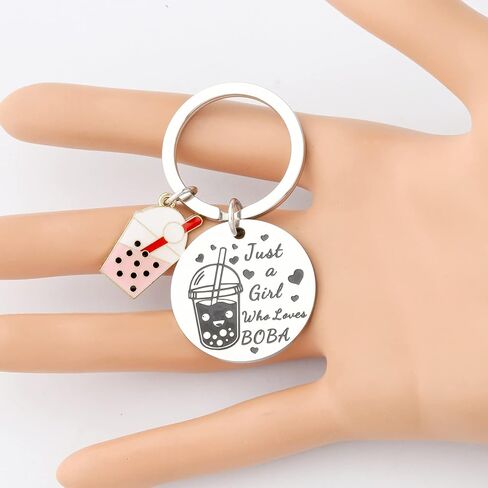 MYOSPARK Milk Tea Jewelry Drinks Lover Gift Bubble Girl Gift Just a Girl Who Loves Bubble Keychain in Kuwait
