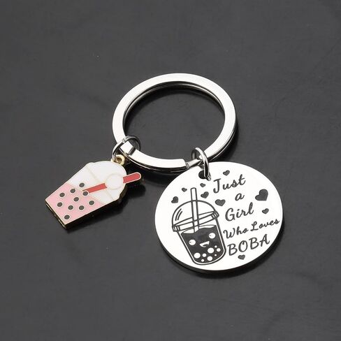 MYOSPARK Milk Tea Jewelry Drinks Lover Gift Bubble Girl Gift Just a Girl Who Loves Bubble Keychain in Kuwait