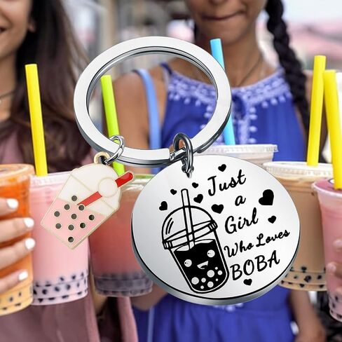 MYOSPARK Milk Tea Jewelry Drinks Lover Gift Bubble Girl Gift Just a Girl Who Loves Bubble Keychain in Kuwait