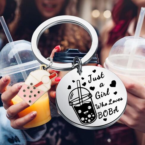 MYOSPARK Milk Tea Jewelry Drinks Lover Gift Bubble Girl Gift Just a Girl Who Loves Bubble Keychain in Kuwait