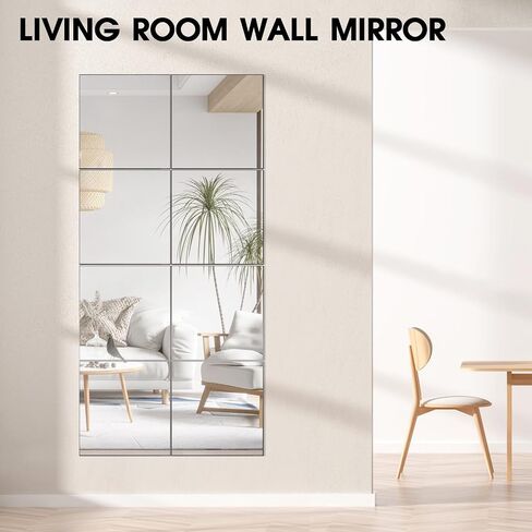 VASUHOME Glass Full Length Wall Mirror Tiles - [12 x12 Inch - 4PCS], Frameless Full Body Mirror for Home Gym, Bedroom, Living Room - Versatile Wall Mirror with Unrivaled Clarity in Saudi Arabia