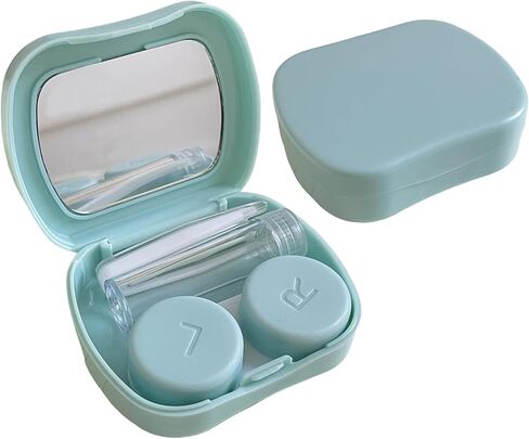 2 in 1 Contact Lens Case and Glasses Case Combo, Double Sided Dual Use Design Eyeglasses Case, Leak Proof & Portable, Tweezer and Contact Lens Solution Bottle Included for Travel Kit (Grey) in Kuwait