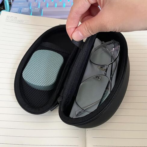 2 in 1 Contact Lens Case and Glasses Case Combo, Double Sided Dual Use Design Eyeglasses Case, Leak Proof & Portable, Tweezer and Contact Lens Solution Bottle Included for Travel Kit (Grey) in Kuwait