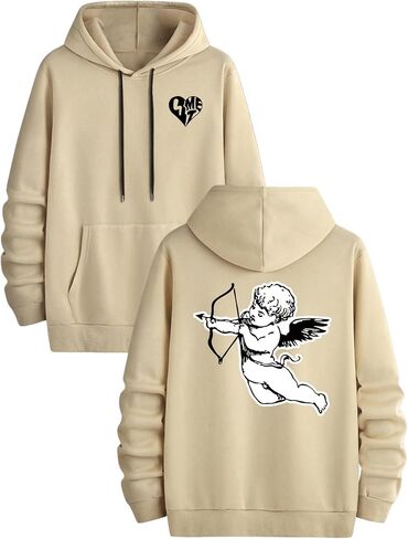 GORGLITTER Men's Graphic Streetwear Hoodie Oversized Long Sleeve Hooded Sweatshirt with Pocket in Saudi Arabia