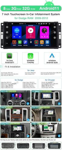ASURE 7 inch Android 13 Car Stereo Radio for 2006-2010 Grand Cherokee,Jeep Wrangler,Dodge Ram 1500,Chrysler 300,8Core 4+64GB Car in-Dash GPS Navigation Unit with Wireless Carplay Android Auto in Saudi Arabia