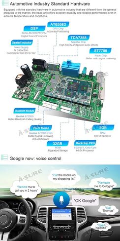 ASURE 7 inch Android 13 Car Stereo Radio for 2006-2010 Grand Cherokee,Jeep Wrangler,Dodge Ram 1500,Chrysler 300,8Core 4+64GB Car in-Dash GPS Navigation Unit with Wireless Carplay Android Auto in Saudi Arabia
