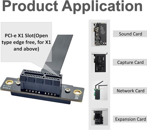 10Gtek PCIe 3.0 Extension Cable, X1 to X1, F to M, 90° to 90°, Cable Length 20cm, P311MF5520 in Kuwait