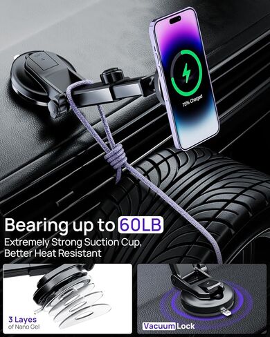for Magsafe Car Mount Charger, 15W Fast Charging LED Magnetic Wireless Car Charger, Car Phone Holder Charger Mount Fits Air Vent Dashboard for iPhone 16 15 14 13 12 Pro Max Plus, MagSafe Case in Saudi Arabia