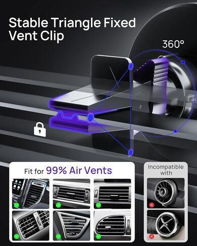 for Magsafe Car Mount Charger, 15W Fast Charging LED Magnetic Wireless Car Charger, Car Phone Holder Charger Mount Fits Air Vent Dashboard for iPhone 16 15 14 13 12 Pro Max Plus, MagSafe Case in Saudi Arabia