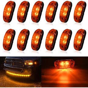 UNXMRFF 12-Pack 2.5 inch LED Trailer Lights Kit, Front Rear Side Marker Clearance Indicators Light Lamp Red DC12-24V Waterproof Universal for RV Camper Truck Van Caravan Boat