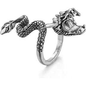 HETICA Vintage Gothic Dragon Ring, Adjustable Dragon Rings Finger Wrap Ring of Power Jewelry Gifts for Men Women