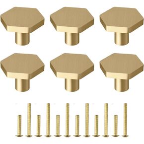 6 Pack Kitchen Cabinet Knobs, Drawers Knobs, Solid Brass Knobs for Dresser Drawers, 1.06in (27mm) Cabinet Door Knobs