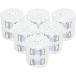 2" Organic Latex Free American Cotton - Comfort Elastic Bandage with Clip Fasteners - White, 6 Pack